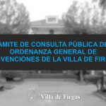 TRÁMITE DE CONSULTA PÚBLICA DE LA ORDENANZA GENERAL DE SUBVENCIONES DE LA VILLA DE FIRGAS