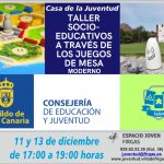 Juventud organiza un taller de juegos de mesa modernos para el 11 y 13 de diciembre